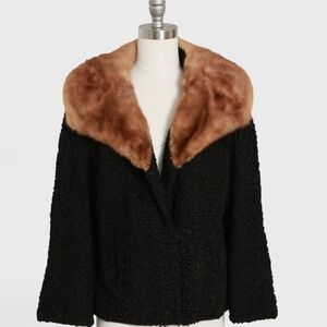 Vintage Mink Fur coat Franklin Simon 1950 Persian Black Lamb Collar jacket